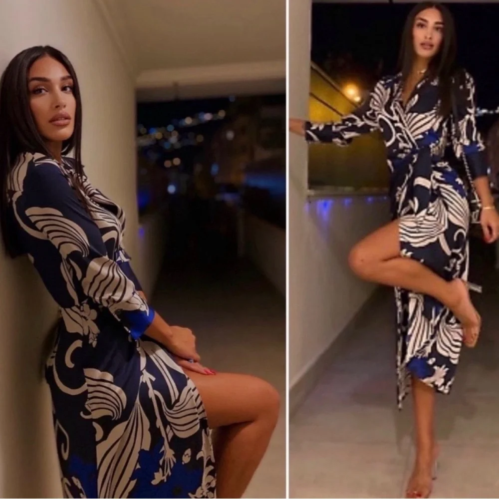 Zara Silk Printed Dress XS - Picture 2 of 5